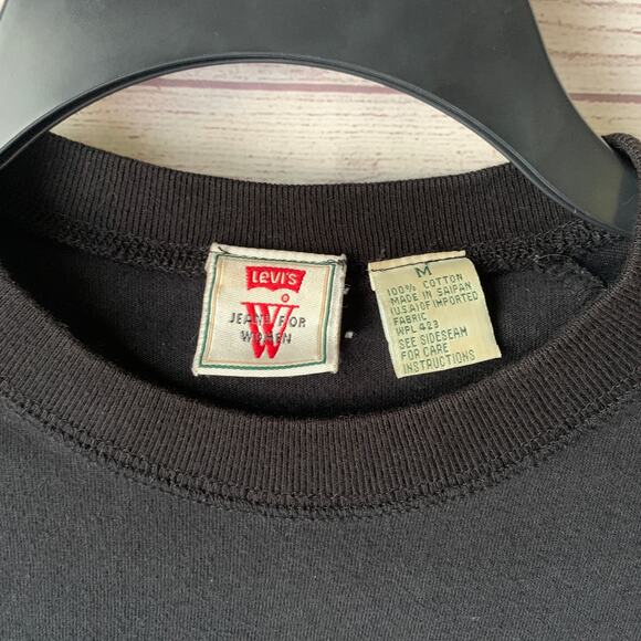 Vintage Levi Black T Shirt with Two Horse Logo Patch and Embroidery Size Medium - Picture 8 of 14